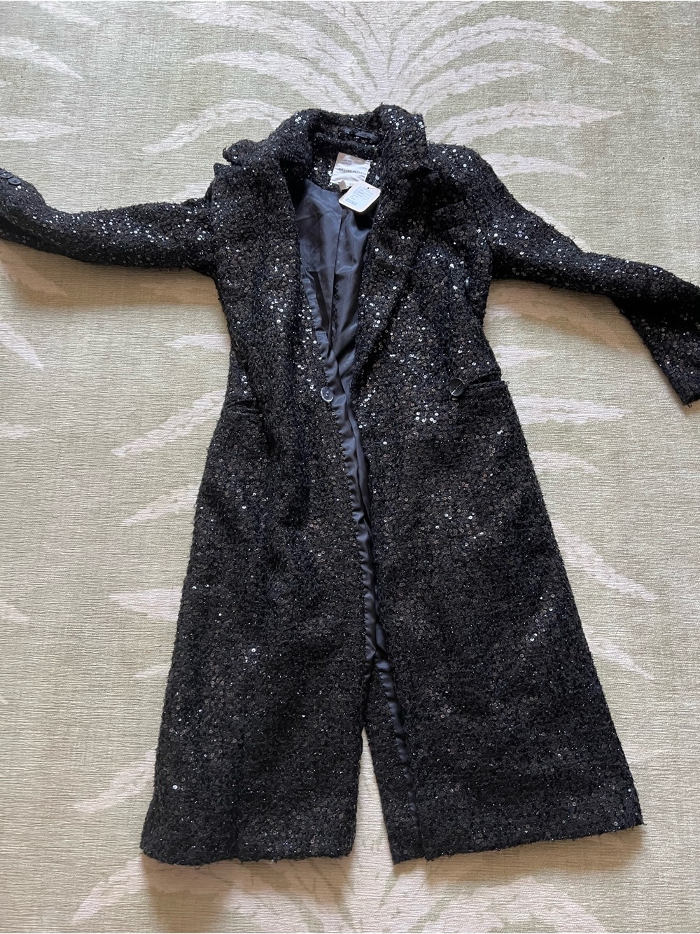 Black Sequin Long Coat